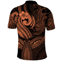 Polynesia Polo Shirt Whale Tale and Polynesian Sunset Plumeria Gold - Wonder Print Shop