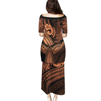 Polynesia Puletasi Whale Tale and Polynesian Sunset Plumeria Gold - Wonder Print Shop