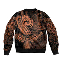 Polynesia Sleeve Zip Bomber Jacket Whale Tale and Polynesian Sunset Plumeria Gold - Wonder Print Shop