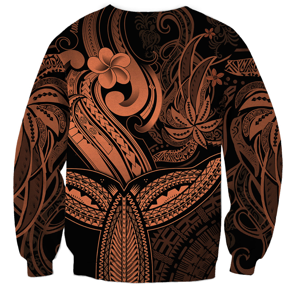 Polynesia Sweatshirt Whale Tale and Polynesian Sunset Plumeria Gold - Wonder Print Shop