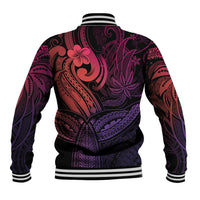 Polynesia Baseball Jacket Whale Tale and Polynesian Sunset Plumeria Pink LT9 - Wonder Print Shop