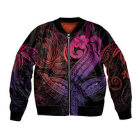 Polynesia Bomber Jacket Whale Tale and Polynesian Sunset Plumeria Pink LT9 - Wonder Print Shop