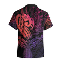 Polynesia Hawaiian Shirt Whale Tale and Polynesian Sunset Plumeria Pink - Wonder Print Shop