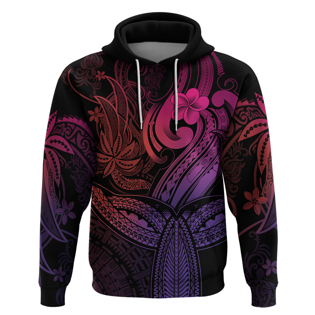 Polynesia Hoodie Whale Tale and Polynesian Sunset Plumeria Pink - Wonder Print Shop