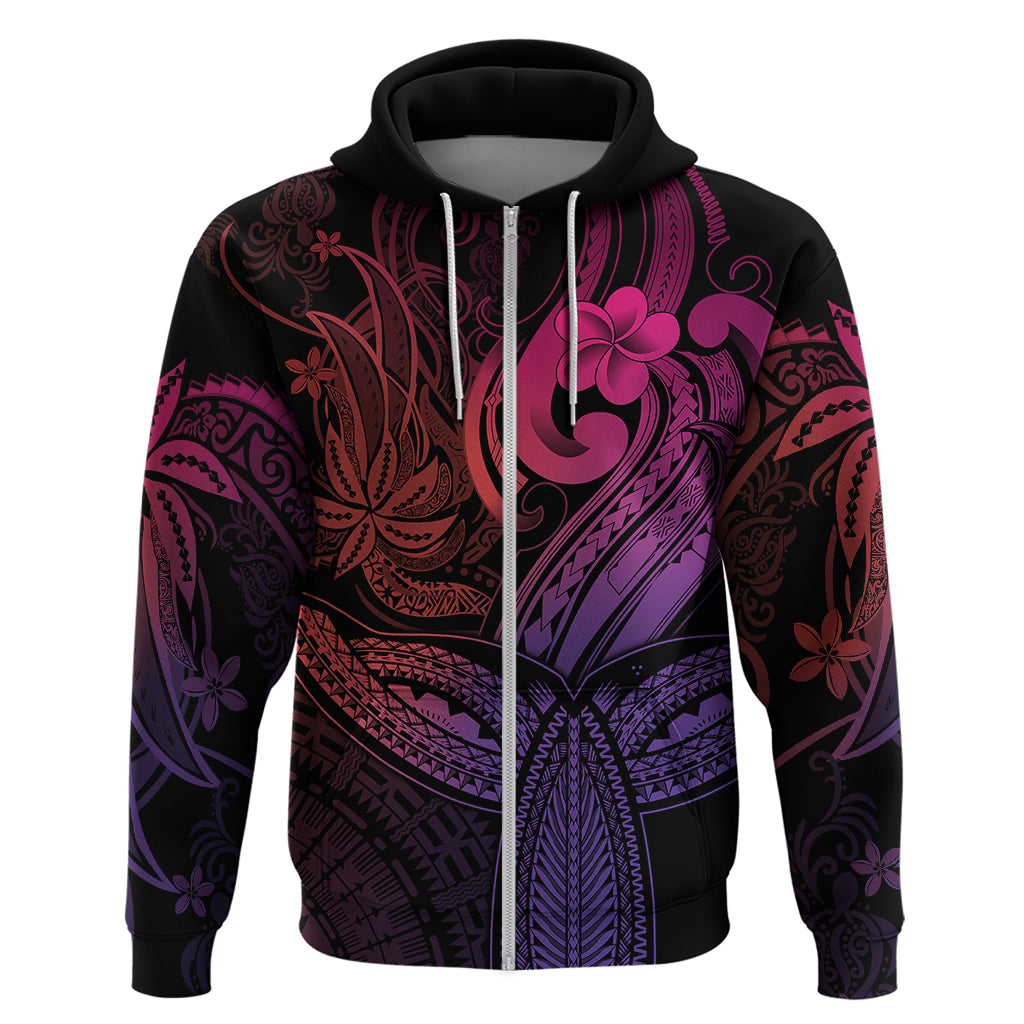 Polynesia Hoodie Whale Tale and Polynesian Sunset Plumeria Pink - Wonder Print Shop