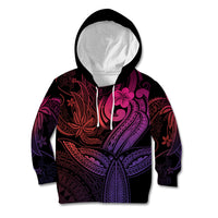Polynesia Kid Hoodie Whale Tale and Polynesian Sunset Plumeria Pink - Wonder Print Shop