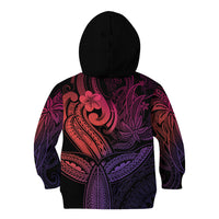 Polynesia Kid Hoodie Whale Tale and Polynesian Sunset Plumeria Pink - Wonder Print Shop