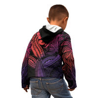 Polynesia Kid Hoodie Whale Tale and Polynesian Sunset Plumeria Pink - Wonder Print Shop