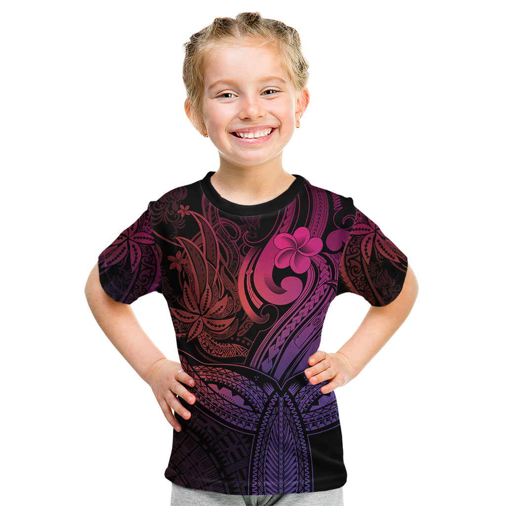 Polynesia Kid T Shirt Whale Tale and Polynesian Sunset Plumeria Pink - Wonder Print Shop