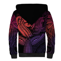 Polynesia Sherpa Hoodie Whale Tale and Polynesian Sunset Plumeria Pink - Wonder Print Shop