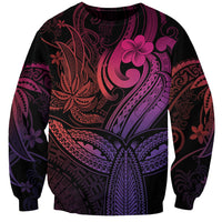 Polynesia Sweatshirt Whale Tale and Polynesian Sunset Plumeria Pink - Wonder Print Shop