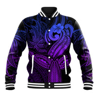 Polynesia Baseball Jacket Whale Tale and Polynesian Sunset Plumeria Purple LT9 - Wonder Print Shop