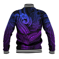 Polynesia Baseball Jacket Whale Tale and Polynesian Sunset Plumeria Purple LT9 - Wonder Print Shop