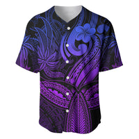 Polynesia Baseball Jersey Whale Tale and Polynesian Sunset Plumeria Purple LT9 - Wonder Print Shop