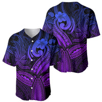 Polynesia Baseball Jersey Whale Tale and Polynesian Sunset Plumeria Purple LT9 - Wonder Print Shop