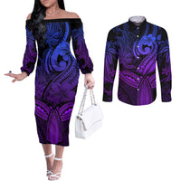 polynesia-couples-matching-off-the-shoulder-long-sleeve-dress-and-long-sleeve-button-shirts-whale-tale-and-polynesian-sunset-plumeria-purple
