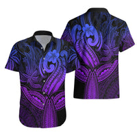 Polynesia Hawaiian Shirt Whale Tale and Polynesian Sunset Plumeria Purple - Wonder Print Shop