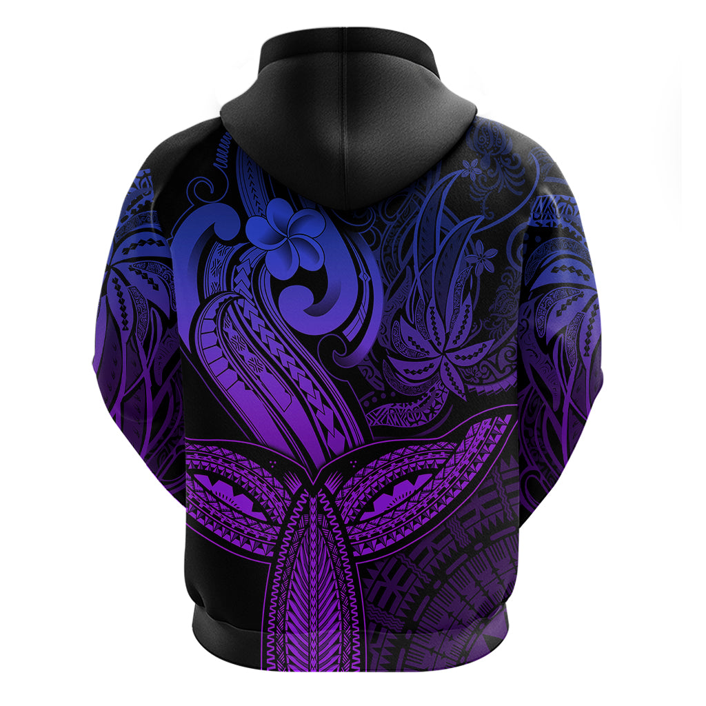 Polynesia Hoodie Whale Tale and Polynesian Sunset Plumeria Purple - Wonder Print Shop