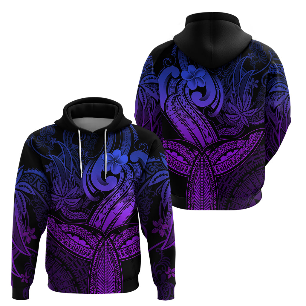Polynesia Hoodie Whale Tale and Polynesian Sunset Plumeria Purple - Wonder Print Shop