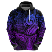 Polynesia Hoodie Whale Tale and Polynesian Sunset Plumeria Purple - Wonder Print Shop