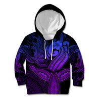Polynesia Kid Hoodie Whale Tale and Polynesian Sunset Plumeria Purple - Wonder Print Shop