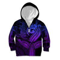 Polynesia Kid Hoodie Whale Tale and Polynesian Sunset Plumeria Purple - Wonder Print Shop