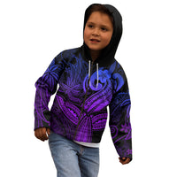 Polynesia Kid Hoodie Whale Tale and Polynesian Sunset Plumeria Purple - Wonder Print Shop