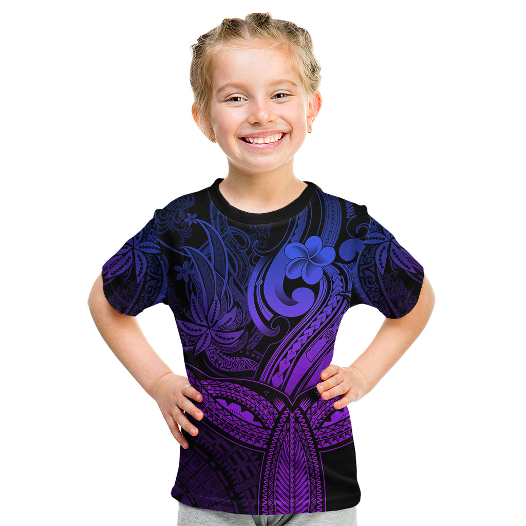 Polynesia Kid T Shirt Whale Tale and Polynesian Sunset Plumeria Purple - Wonder Print Shop