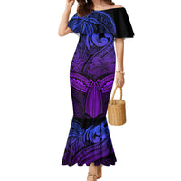 Polynesia Mermaid Dress Whale Tale and Polynesian Sunset Plumeria Purple - Wonder Print Shop