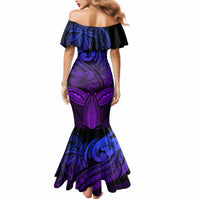 Polynesia Mermaid Dress Whale Tale and Polynesian Sunset Plumeria Purple - Wonder Print Shop