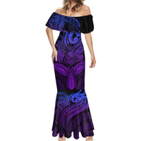 Polynesia Mermaid Dress Whale Tale and Polynesian Sunset Plumeria Purple - Wonder Print Shop