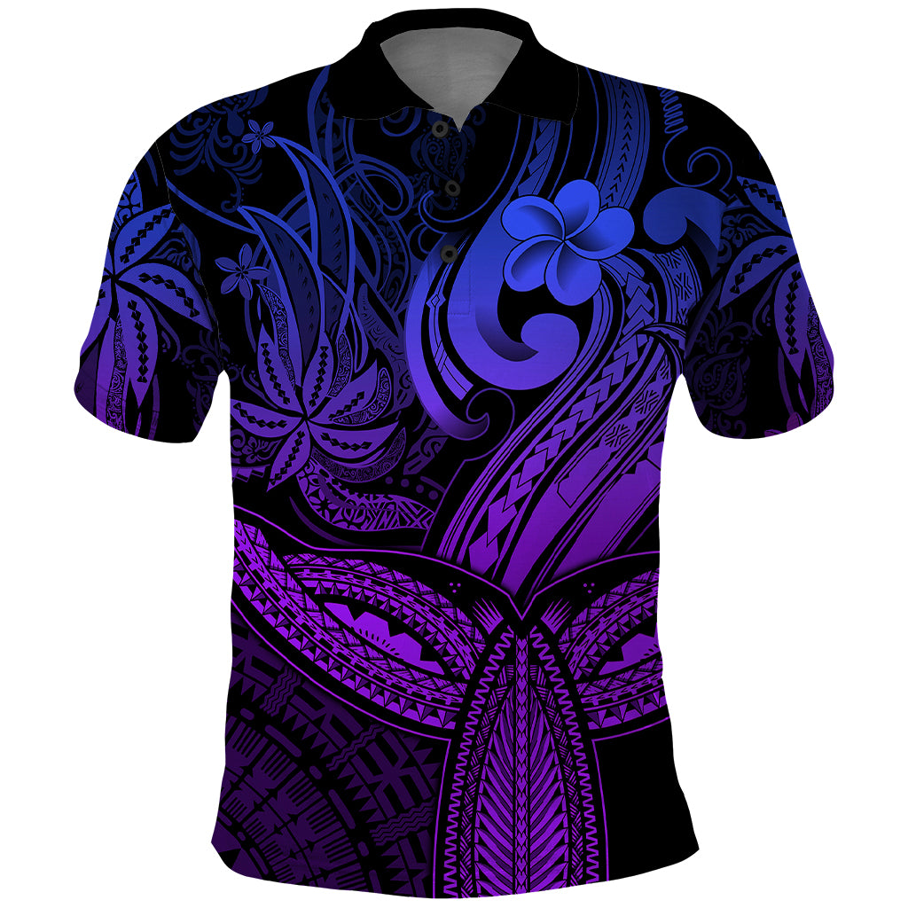 Polynesia Polo Shirt Whale Tale and Polynesian Sunset Plumeria Purple - Wonder Print Shop