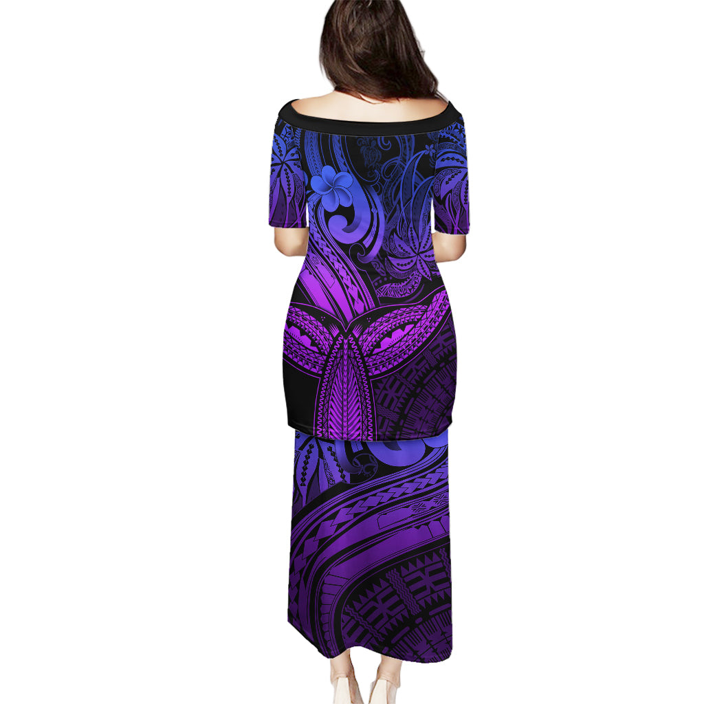 Polynesia Puletasi Whale Tale and Polynesian Sunset Plumeria Purple - Wonder Print Shop