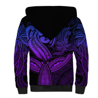 Polynesia Sherpa Hoodie Whale Tale and Polynesian Sunset Plumeria Purple - Wonder Print Shop
