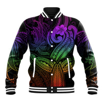 Polynesia Baseball Jacket Whale Tale and Polynesian Sunset Plumeria Rainbow LT9 - Wonder Print Shop