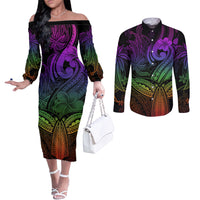 polynesia-couples-matching-off-the-shoulder-long-sleeve-dress-and-long-sleeve-button-shirts-whale-tale-and-polynesian-sunset-plumeria-rainbow