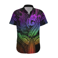 Polynesia Hawaiian Shirt Whale Tale and Polynesian Sunset Plumeria Rainbow - Wonder Print Shop