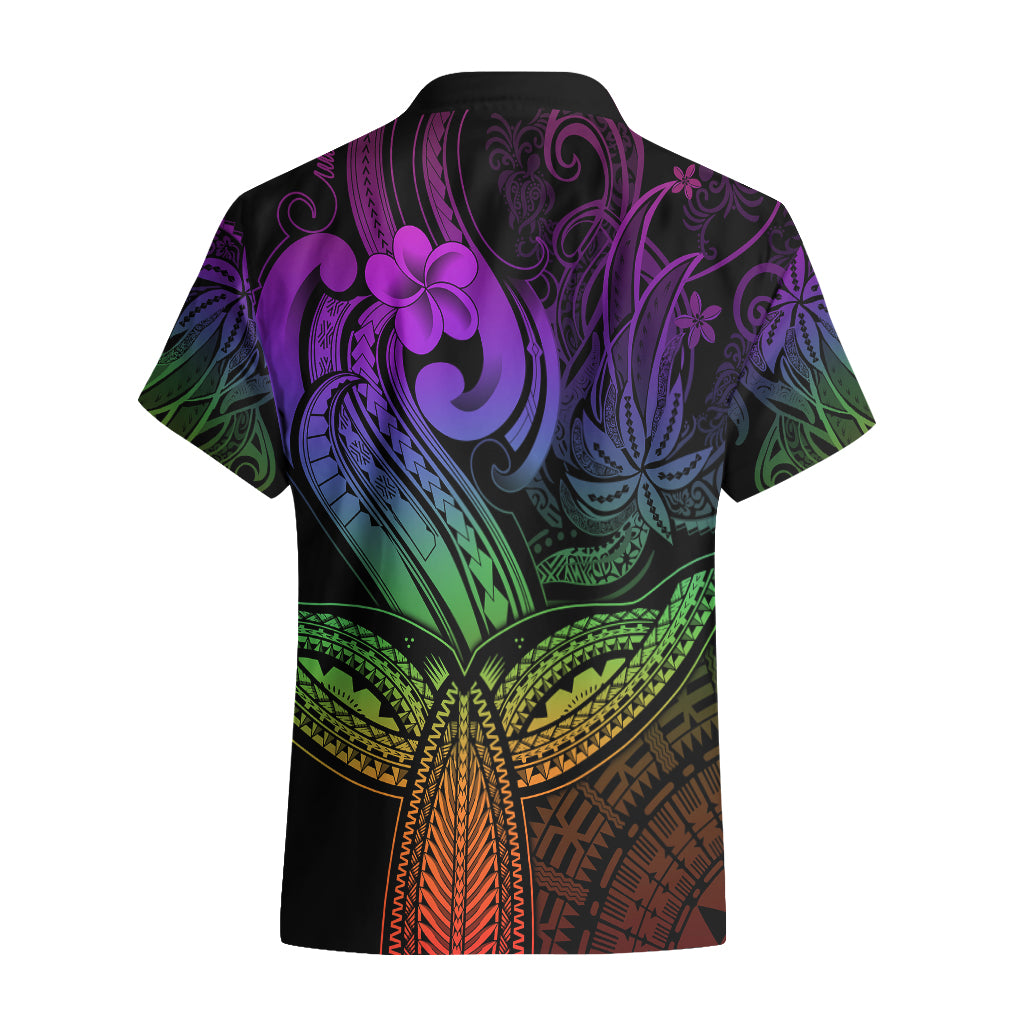 Polynesia Hawaiian Shirt Whale Tale and Polynesian Sunset Plumeria Rainbow - Wonder Print Shop