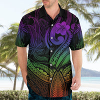 Polynesia Hawaiian Shirt Whale Tale and Polynesian Sunset Plumeria Rainbow - Wonder Print Shop