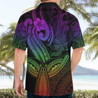 Polynesia Hawaiian Shirt Whale Tale and Polynesian Sunset Plumeria Rainbow - Wonder Print Shop