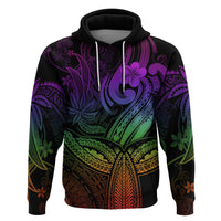 Polynesia Hoodie Whale Tale and Polynesian Sunset Plumeria Rainbow - Wonder Print Shop