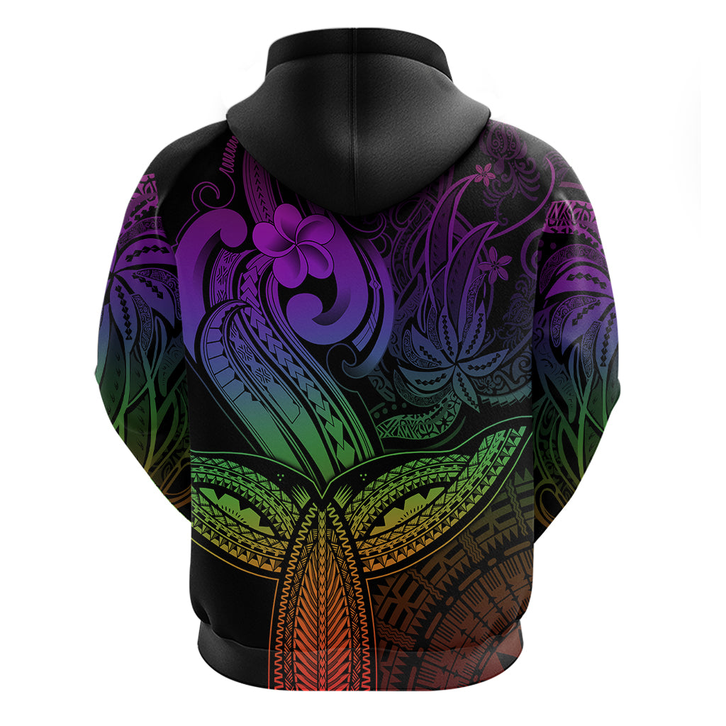 Polynesia Hoodie Whale Tale and Polynesian Sunset Plumeria Rainbow - Wonder Print Shop