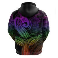 Polynesia Hoodie Whale Tale and Polynesian Sunset Plumeria Rainbow - Wonder Print Shop