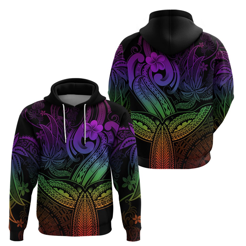 Polynesia Hoodie Whale Tale and Polynesian Sunset Plumeria Rainbow - Wonder Print Shop