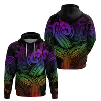 Polynesia Hoodie Whale Tale and Polynesian Sunset Plumeria Rainbow - Wonder Print Shop
