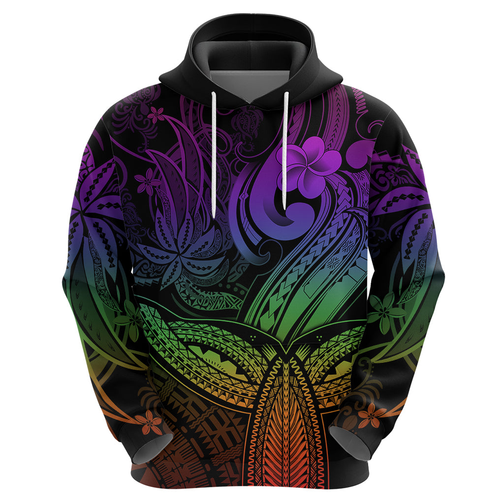 Polynesia Hoodie Whale Tale and Polynesian Sunset Plumeria Rainbow - Wonder Print Shop