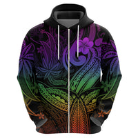 Polynesia Hoodie Whale Tale and Polynesian Sunset Plumeria Rainbow - Wonder Print Shop