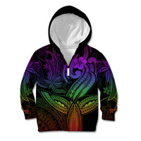 Polynesia Kid Hoodie Whale Tale and Polynesian Sunset Plumeria Rainbow - Wonder Print Shop