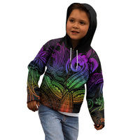 Polynesia Kid Hoodie Whale Tale and Polynesian Sunset Plumeria Rainbow - Wonder Print Shop