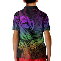 Polynesia Kid Polo Shirt Whale Tale and Polynesian Sunset Plumeria Rainbow - Wonder Print Shop